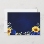 Royal Blue Rustic Sunflower Geometric Wedding RSVP Kaartje (Achterkant)