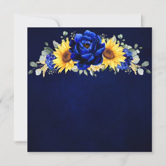 Royal Blue Rustic Sunflower Modern Brunch & Bubble Kaart (Achterkant)