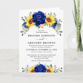 Royal Blue Rustic Sunflower Modern Floral Wedding