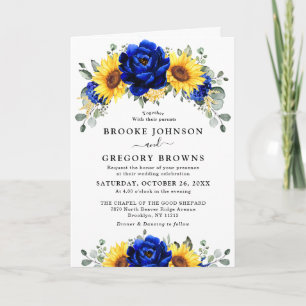 Royal Blue Rustic Sunflower Modern Floral Wedding