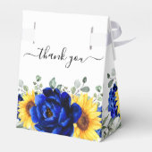 Royal Blue Rustic Sunflower Modern Floral Wedding Bedankdoosjes (Achterkant)
