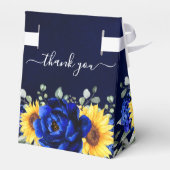Royal Blue Rustic Sunflower Modern Floral Wedding Bedankdoosjes (Achterkant)