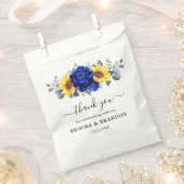 Royal Blue Rustic Sunflower Modern Floral Wedding Bedankzakje (Geknipt)