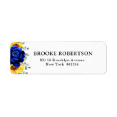 Royal Blue Rustic Sunflower Modern Floral Wedding Etiket (Voorkant)