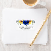 Royal Blue Rustic Sunflower Modern Floral Wedding Etiket (Insitu)