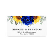 Royal Blue Rustic Sunflower Modern Floral Wedding Etiket (Voorkant)