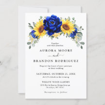 Royal Blue Rustic Sunflower Modern Floral Wedding