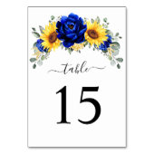 Royal Blue Rustic Sunflower Modern Floral Wedding Kaart (Achterkant)