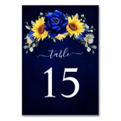 Royal Blue Rustic Sunflower Modern Floral Wedding Kaart (Achterkant)