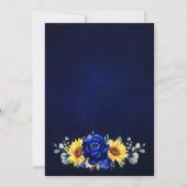 Royal Blue Rustic Sunflower Modern Floral Wedding Kaart (Achterkant)