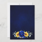 Royal Blue Rustic Sunflower Modern Floral Wedding Kaart (Achterkant)
