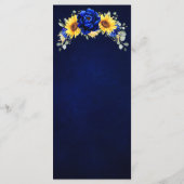 Royal Blue Rustic Sunflower Modern Floral Wedding Menu (Achterkant)