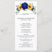 Royal Blue Rustic Sunflower Modern Floral Wedding Menu (Voorkant)