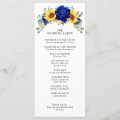 Royal Blue Rustic Sunflower Modern Floral Wedding Programmakaart (Achterkant)