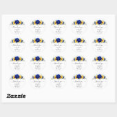 Royal Blue Rustic Sunflower Modern Floral Wedding Ronde Sticker (Vel)