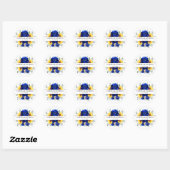 Royal Blue Rustic Sunflower Modern Floral Wedding Ronde Sticker (Vel)