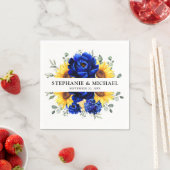 Royal Blue Rustic Sunflower Modern Floral Wedding Servet (Insitu)