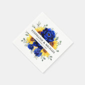 Royal Blue Rustic Sunflower Modern Floral Wedding Servet (Hoek)