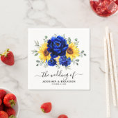 Royal Blue Rustic Sunflower Modern Floral Wedding Servet (Insitu)