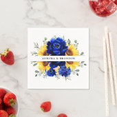 Royal Blue Rustic Sunflower Modern Floral Wedding Servet (Insitu)