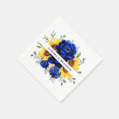 Royal Blue Rustic Sunflower Modern Floral Wedding Servet (Hoek)