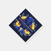 Royal Blue Rustic Sunflower Modern Floral Wedding Servet (Hoek)