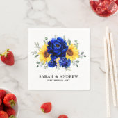 Royal Blue Rustic Sunflower Modern Floral Wedding Servet (Insitu)