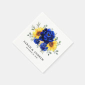 Royal Blue Rustic Sunflower Modern Floral Wedding Servet (Hoek)