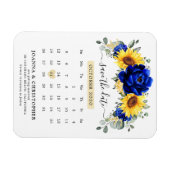 Royal Blue Rustic Sunflower Modern Save the Date Magneet (Horizontaal)