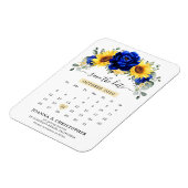 Royal Blue Rustic Sunflower Modern Save the Date Magneet (Linkerzijde)