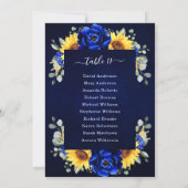Royal Blue Rustic Sunflower Modern Seating Chart I Kaart (Achterkant)
