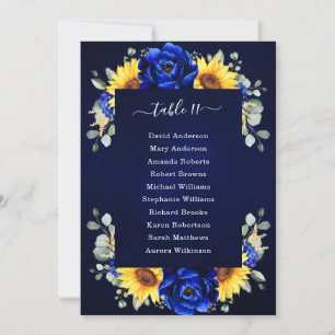 Royal Blue Rustic Sunflower Modern Seating Chart I Kaart