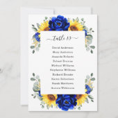 Royal Blue Rustic Sunflower Modern Seating Chart Kaart (Voorkant)