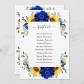 Royal Blue Rustic Sunflower Modern Seating Chart Kaart (Voorkant / Achterkant)