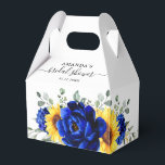 Royal Blue Rustic Sunflower Modern Vrijgezellenfee Bedankdoosjes<br><div class="desc">Elegant en modern rustic country vrijgezellenfeest beschikt over felgele zonnebloem,  Royal blue peonies,  baby-adem,  gypsophila floral lijst/lepel met eucalyptusbladeren. Zoek meer overeenkomende design en variaties uit mijn winkel met 'blissweddingpaperie'. Je kunt contact met me opnemen voor meer aanpassingen of overeenkomende objecten.</div>