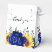 Royal Blue Rustic Sunflower Modern Vrijgezellenfee Bedankdoosjes (Achterkant)