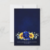 Royal Blue Rustic Sunflower Modern Vrijgezellenfee Bedankkaart (Achterkant)