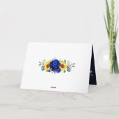 Royal Blue Rustic Sunflower Modern Vrijgezellenfee Bedankkaart (Achterkant)