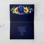 Royal Blue Rustic Sunflower Modern Vrijgezellenfee Bedankkaart (Binnen)