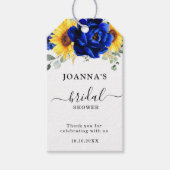 Royal Blue Rustic Sunflower Modern Vrijgezellenfee Cadeaulabel (Voorkant)