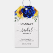 Royal Blue Rustic Sunflower Modern Vrijgezellenfee Cadeaulabel (Achterkant)
