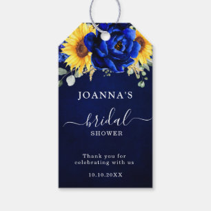 Royal Blue Rustic Sunflower Modern Vrijgezellenfee Cadeaulabel
