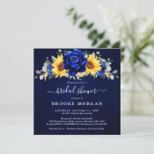 Royal Blue Rustic Sunflower Modern Vrijgezellenfee Kaart (Staand voorkant)