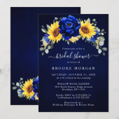 Royal Blue Rustic Sunflower Modern Vrijgezellenfee Kaart (Voorkant / Achterkant)