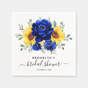 Royal Blue Rustic Sunflower Modern Vrijgezellenfee Servet