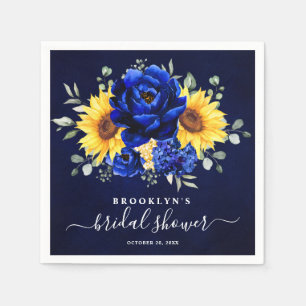 Royal Blue Rustic Sunflower Modern Vrijgezellenfee Servet