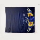 Royal Blue Rustic Sunflower Modern Vrijgezellenfee Wandkleed (Voorkant (horizontaal))