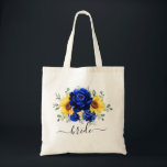 Royal Blue Rustic Sunflower Modern Wedding Bride Tote Bag<br><div class="desc">Elegant en modern rustic country bruiloft canvas tas is voorzien van felgele zonnebloem,  koninklijke blauwe volken,  baby-adem,  gypsophila floral lijst / kreet met eucalyptusbladeren. Zoek meer overeenkomende design en variaties uit mijn winkel met 'blissweddingpaperie'. Je kunt contact met me opnemen voor meer aanpassingen of overeenkomende objecten.</div>