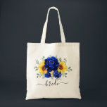 Royal Blue Rustic Sunflower Modern Wedding Bride Tote Bag<br><div class="desc">Elegant en modern rustic country bruiloft canvas tas is voorzien van felgele zonnebloem,  koninklijke blauwe volken,  baby-adem,  gypsophila floral lijst / kreet met eucalyptusbladeren. Zoek meer overeenkomende design en variaties uit mijn winkel met 'blissweddingpaperie'. Je kunt contact met me opnemen voor meer aanpassingen of overeenkomende objecten.</div>