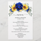 Royal Blue Rustic Sunflower Modern Wedding Menu (Voorkant)